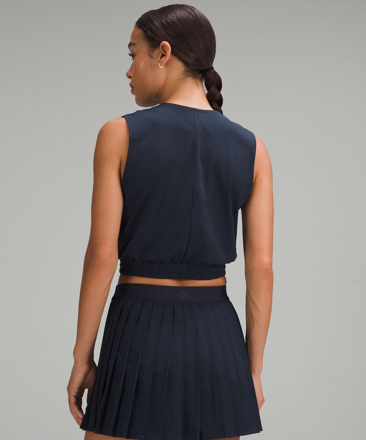 Debardeur Lululemon Sleeveless Cropped Tennis Femme Bleu Marine | FR_LuLu23195