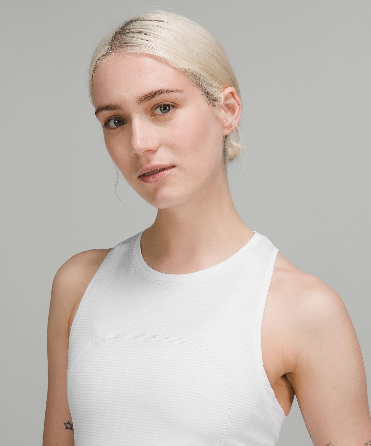 Debardeur Lululemon Swiftly Tech High-Neck 2.0 Femme Blanche | FR_LuLu66411