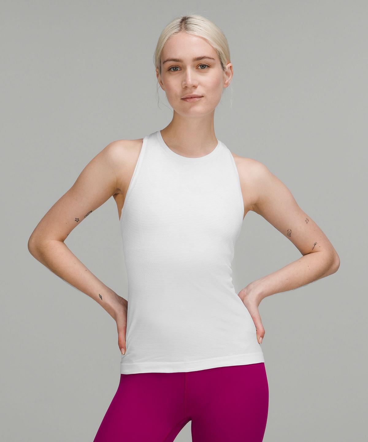 Debardeur Lululemon Swiftly Tech High-Neck 2.0 Femme Blanche | FR_LuLu66411