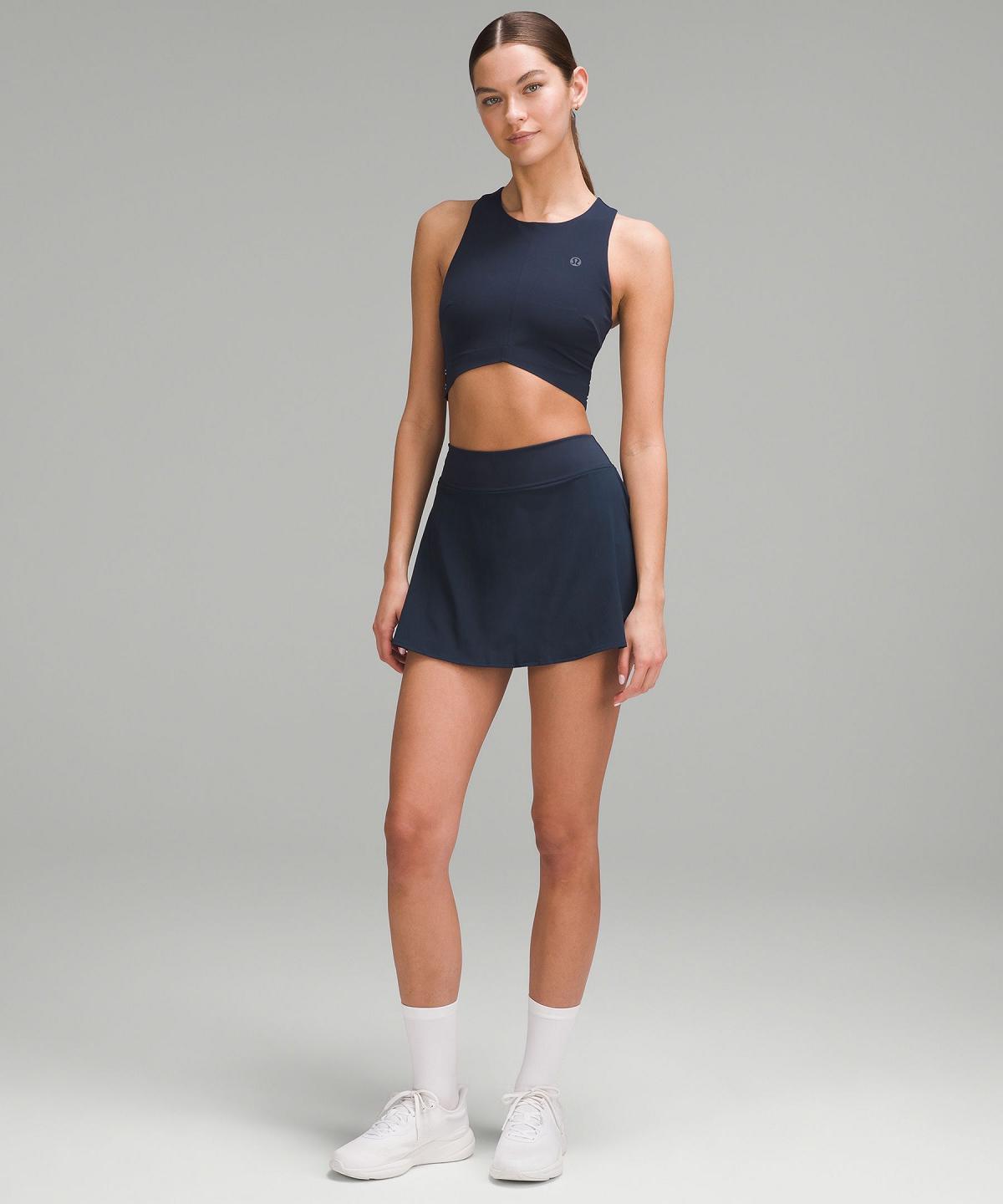 Debardeur Lululemon V-Waist Cropped Tennis Femme Bleu Marine | FR_LuLu71265