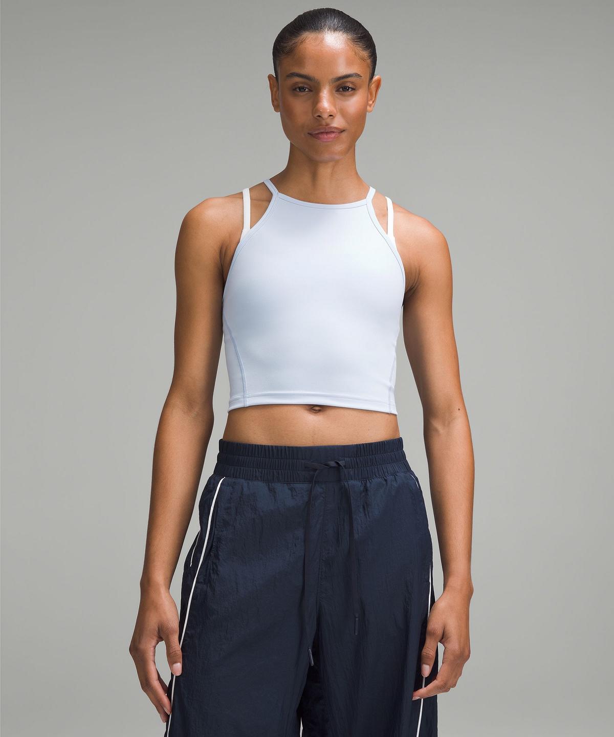 Debardeur Lululemon Wunder Train High-Neck Cross-Back Femme Bleu | FR_LuLu96911