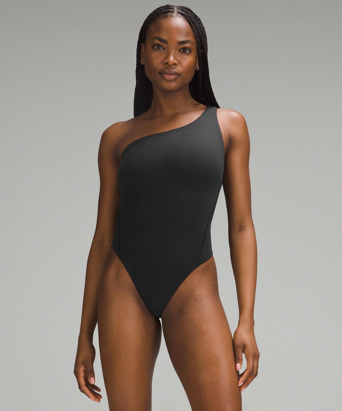 Debardeur Lululemon Wundermost Ultra-Soft Nulu Asymmetrical Bodysuit Femme Noir | FR_LuLu58709