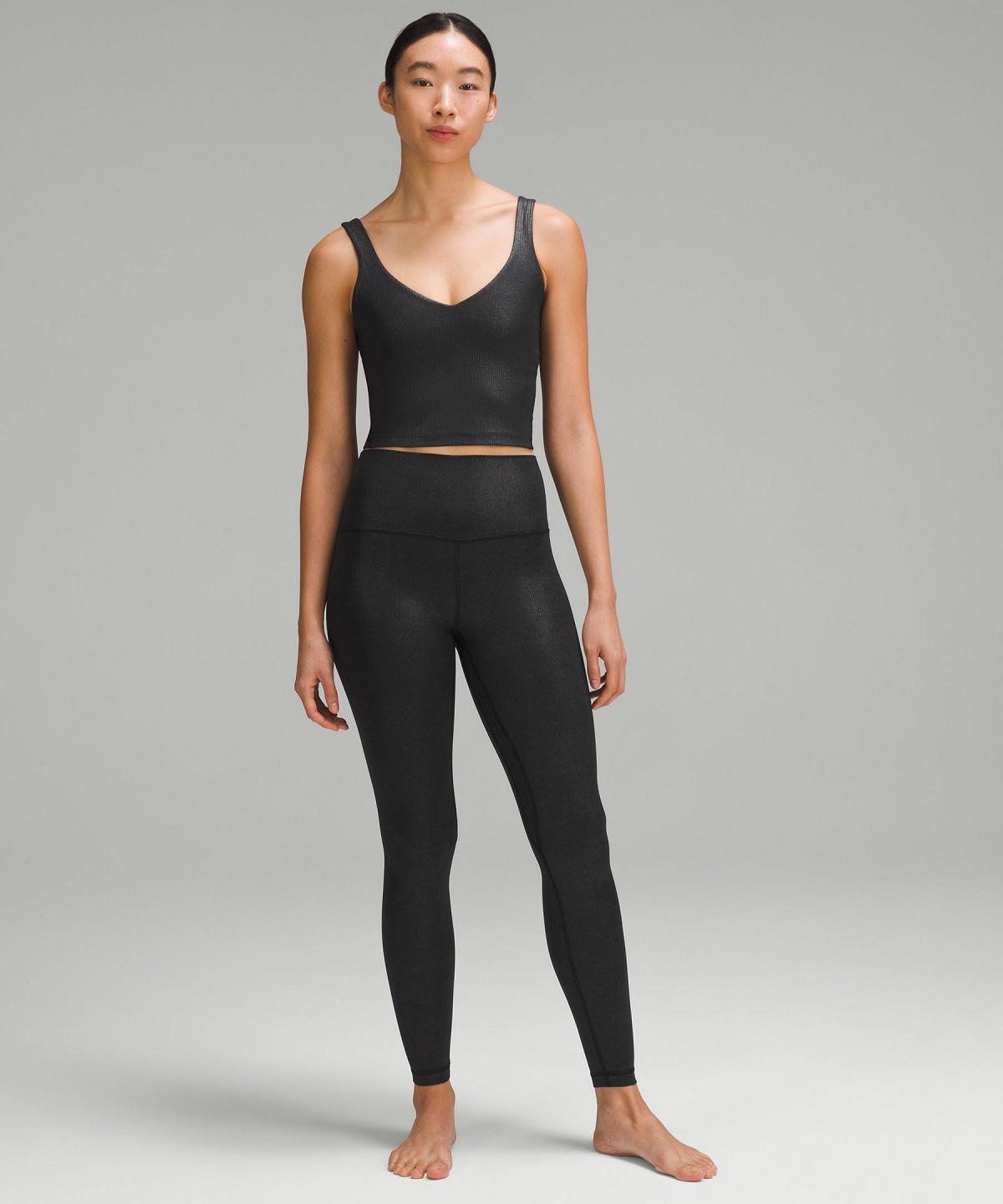 Leggings Lululemon Align™ High-Rise Ribbed Pant 28" Femme Noir | FR_LuLu53814