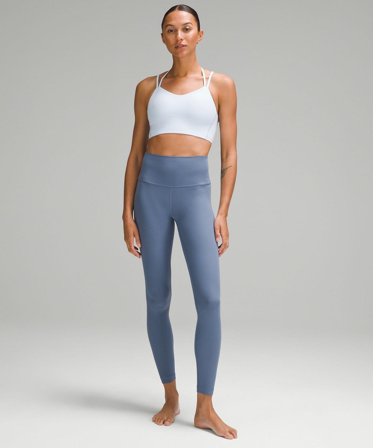 Leggings Lululemon Align™ High-Rise Ribbed Pant 28" Femme Bleu | FR_LuLu83785