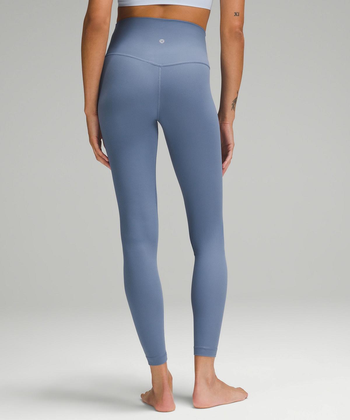 Leggings Lululemon Align™ High-Rise Ribbed Pant 28" Femme Bleu | FR_LuLu83785