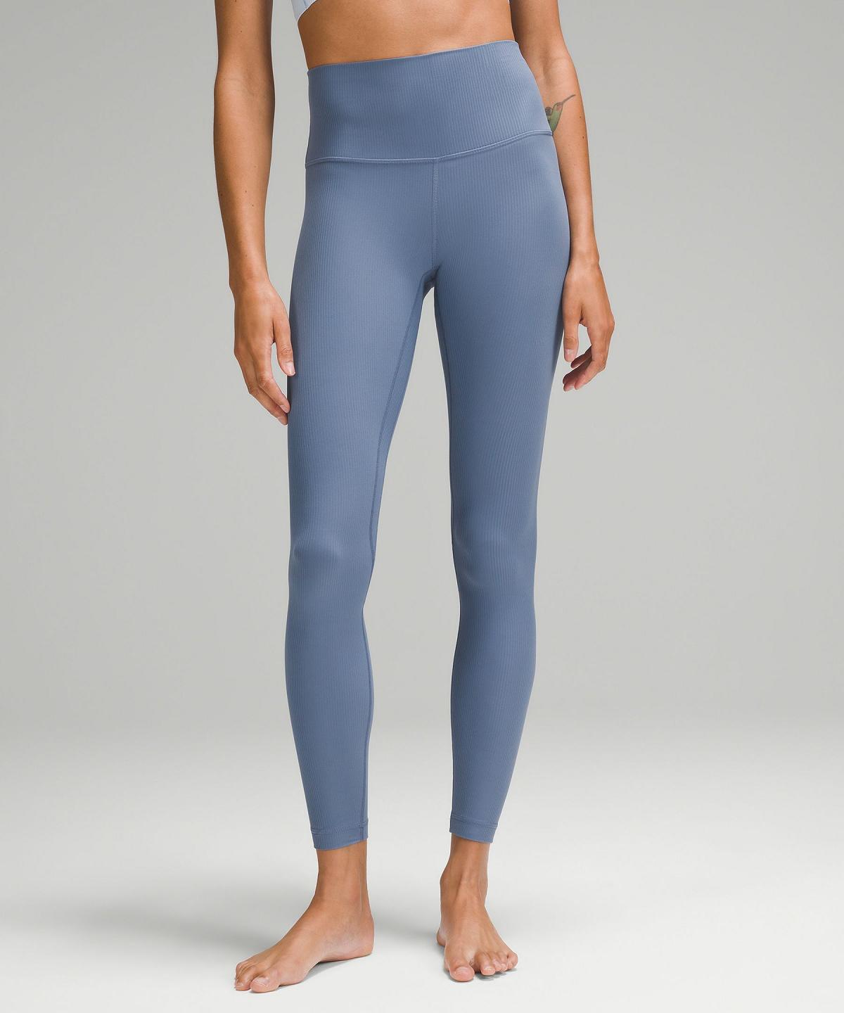 Leggings Lululemon Align™ High-Rise Ribbed Pant 28" Femme Bleu | FR_LuLu83785