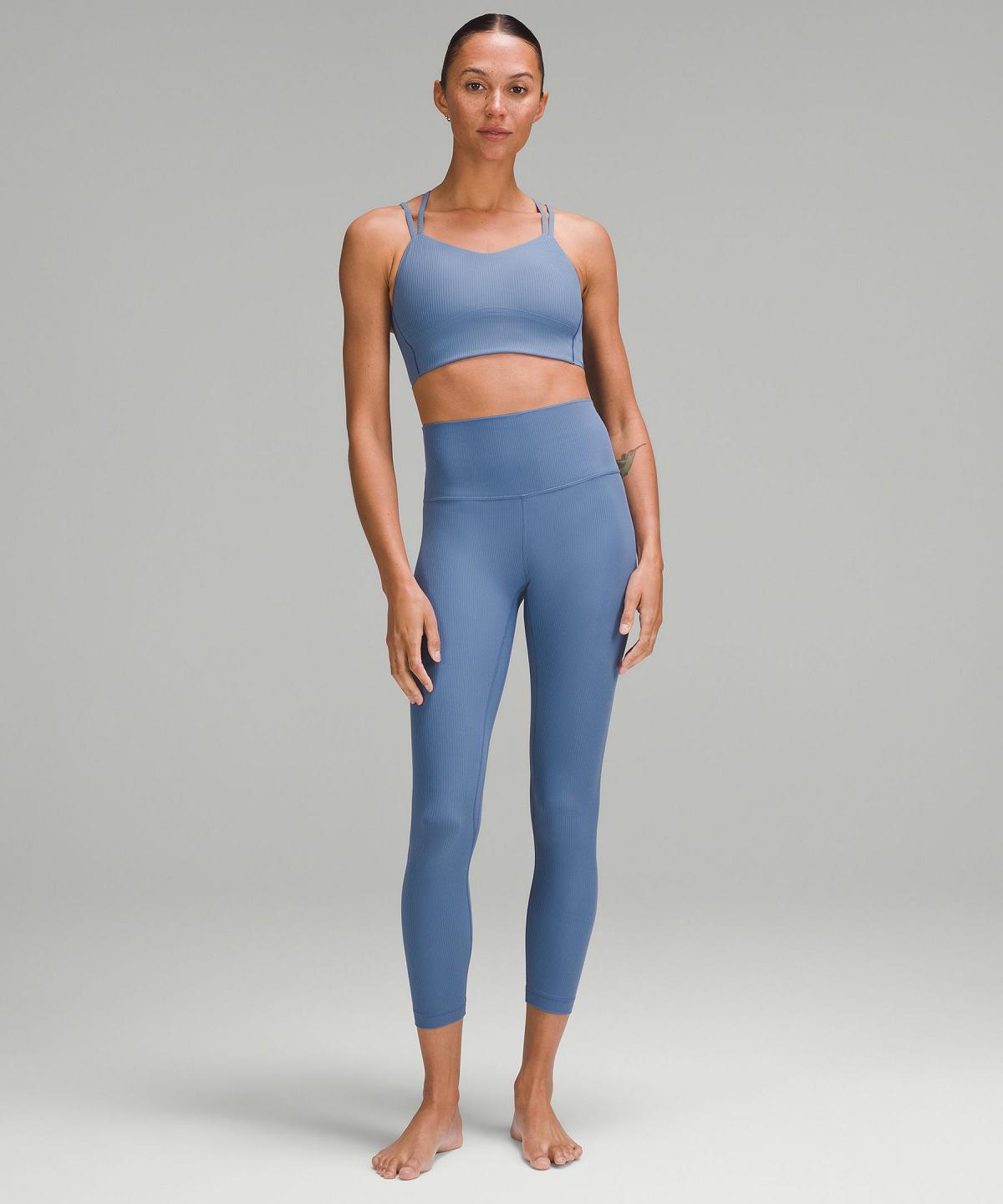 Leggings Lululemon Align™ High-Rise Ribbed Pant 25" Femme Bleu | FR_LuLu48240