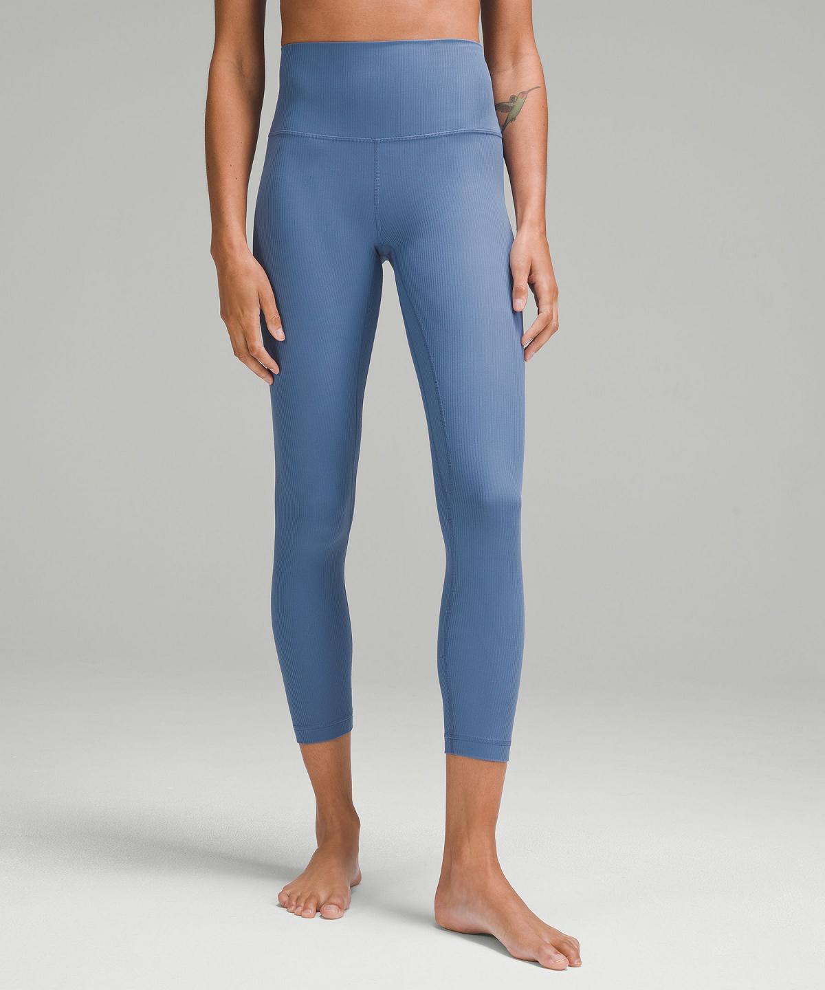 Leggings Lululemon Align™ High-Rise Ribbed Pant 25" Femme Bleu | FR_LuLu48240