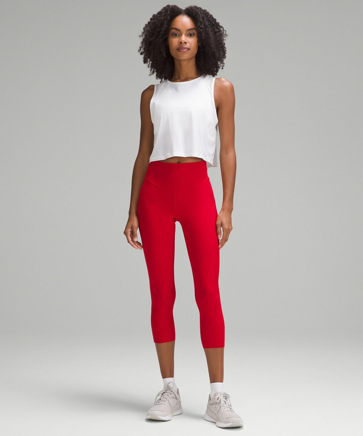 Leggings Lululemon Base Pace High-Rise Crop 23" Femme Rouge Foncé | FR_LuLu27807