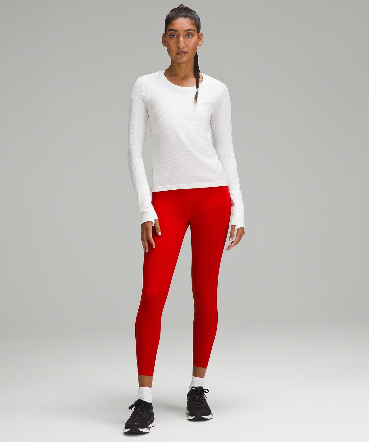 Leggings Lululemon Base Pace High-Rise Tight 25" Femme Rouge Foncé | FR_LuLu47668