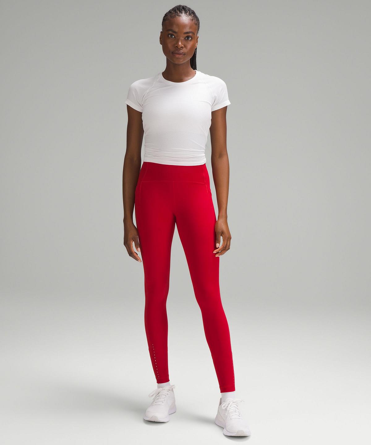 Leggings Lululemon Swift Speed High-Rise Tight 28" Femme Rouge Foncé | FR_LuLu61881