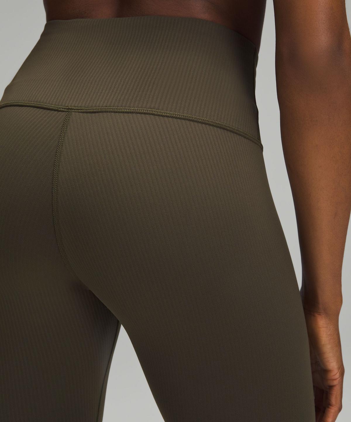 Leggings Lululemon Wunder Train High-Rise Ribbed Tight 25" Femme Vert Olive Foncé | FR_LuLu36116