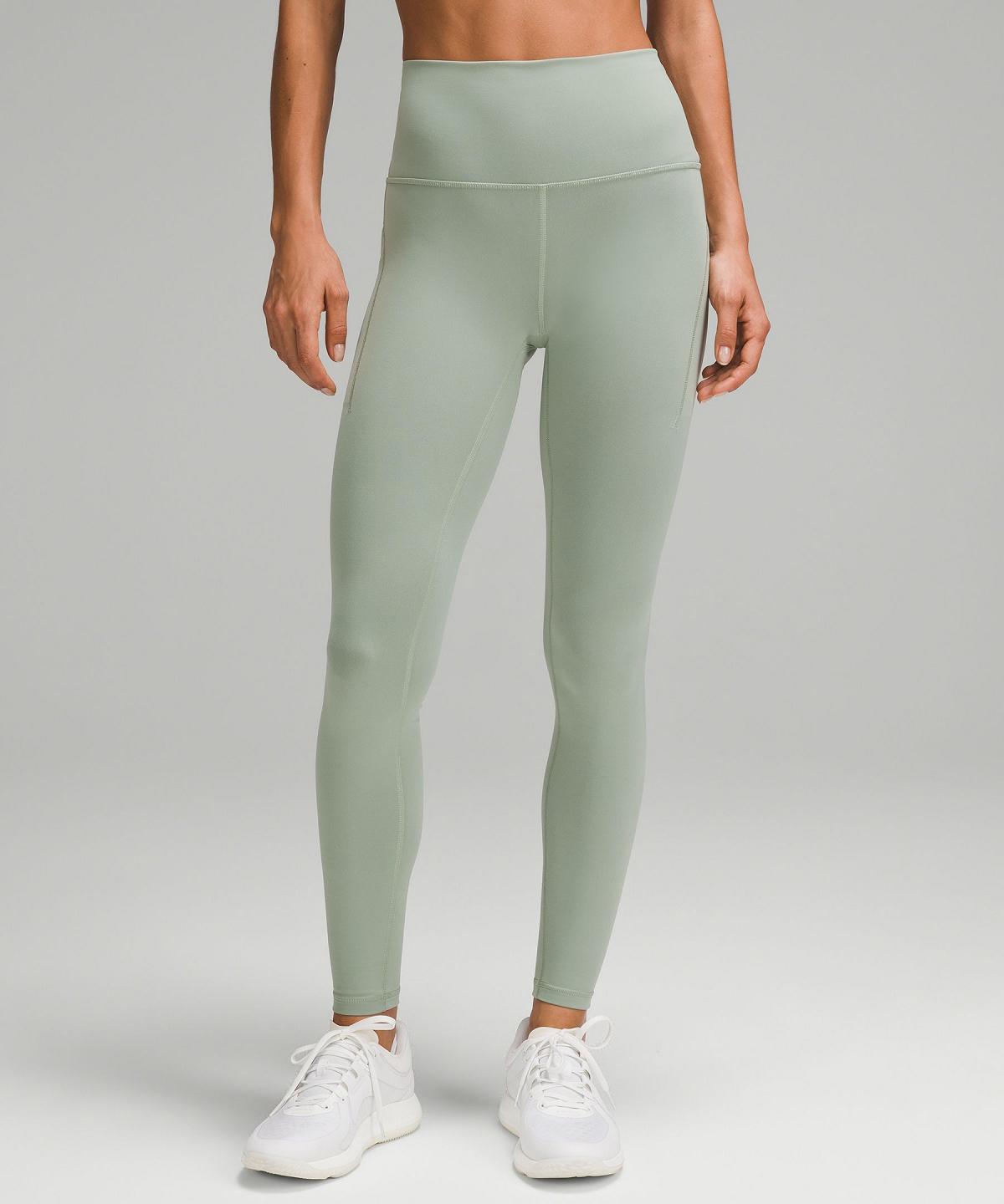 Leggings Lululemon Wunder Train High-Rise Tight with Pockets 28" Femme Vert | FR_LuLu48935