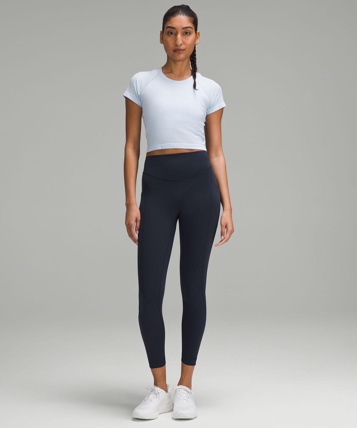 Leggings Lululemon Wunder Under SmoothCover Tight with Pockets 25" Femme Bleu Marine | FR_LuLu61145