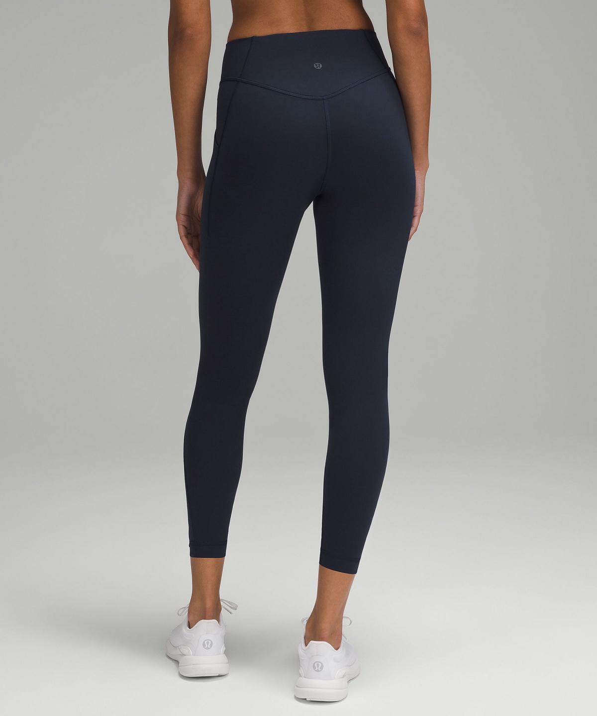 Leggings Lululemon Wunder Under SmoothCover Tight with Pockets 25" Femme Bleu Marine | FR_LuLu61145