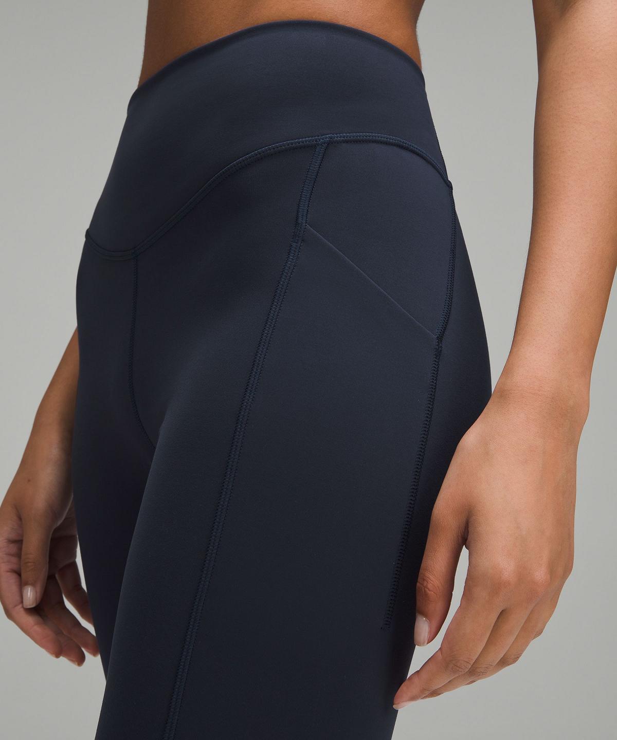 Leggings Lululemon Wunder Under SmoothCover Tight with Pockets 25" Femme Bleu Marine | FR_LuLu61145