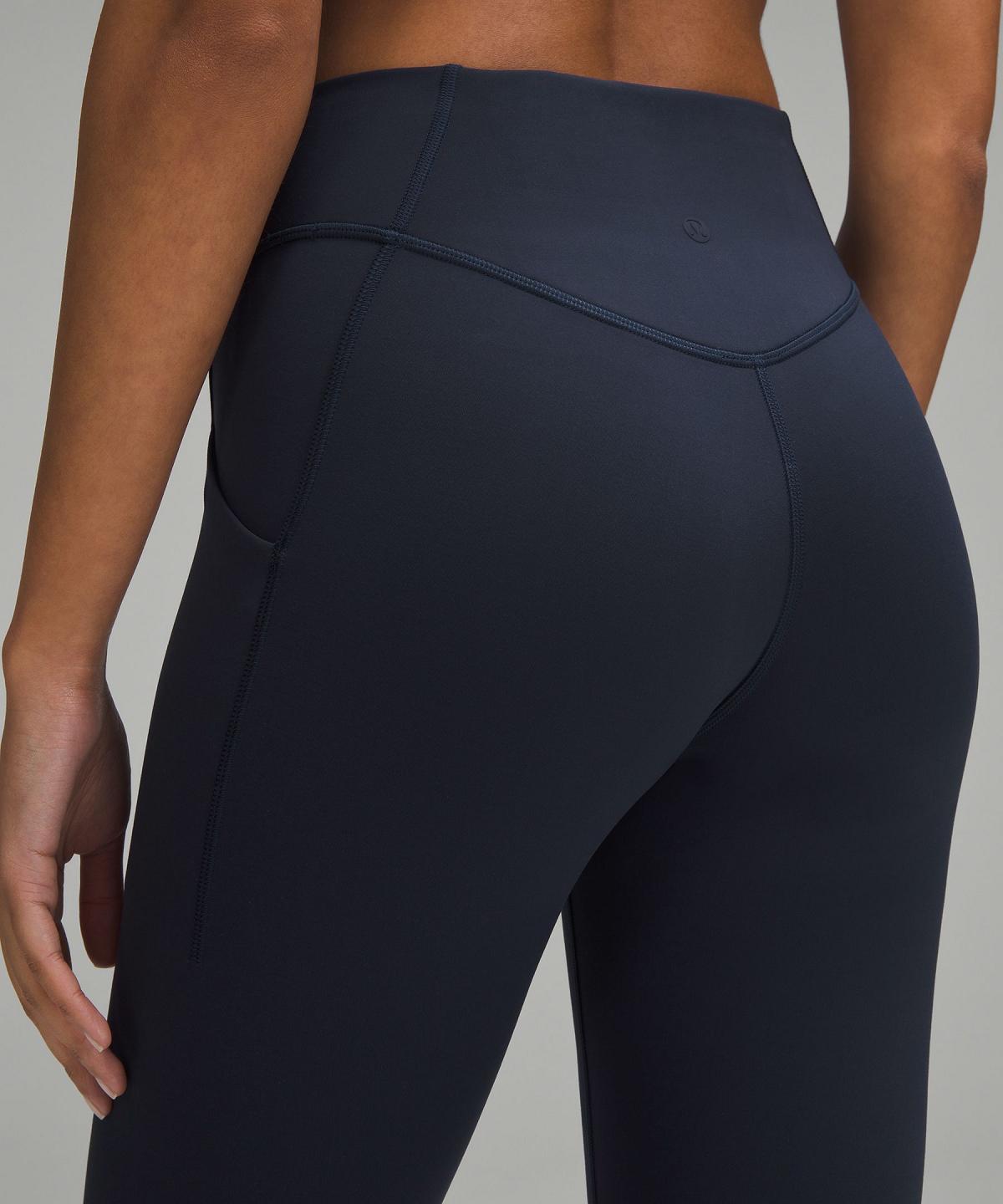 Leggings Lululemon Wunder Under SmoothCover Tight with Pockets 25" Femme Bleu Marine | FR_LuLu61145