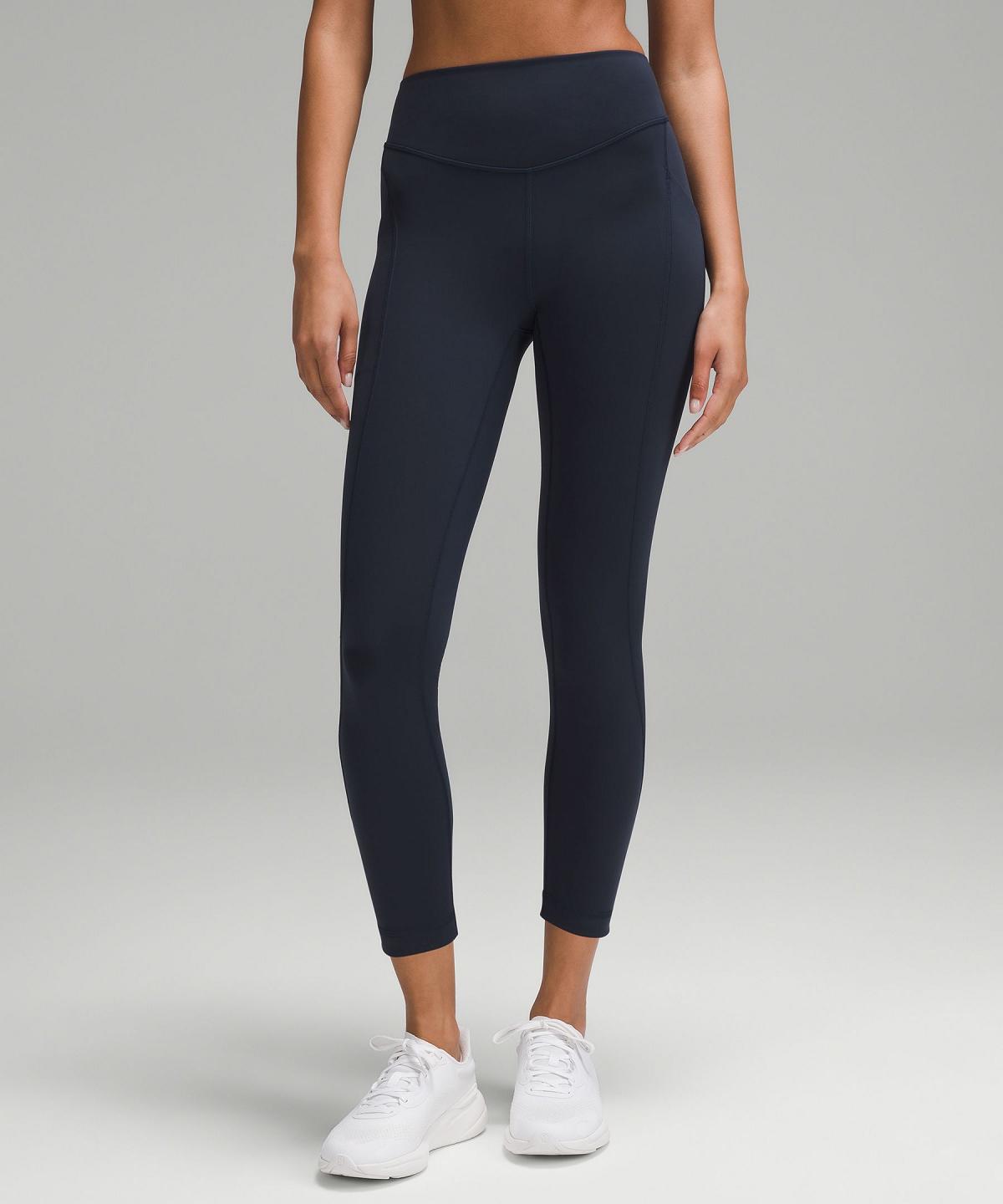 Leggings Lululemon Wunder Under SmoothCover Tight with Pockets 25" Femme Bleu Marine | FR_LuLu61145