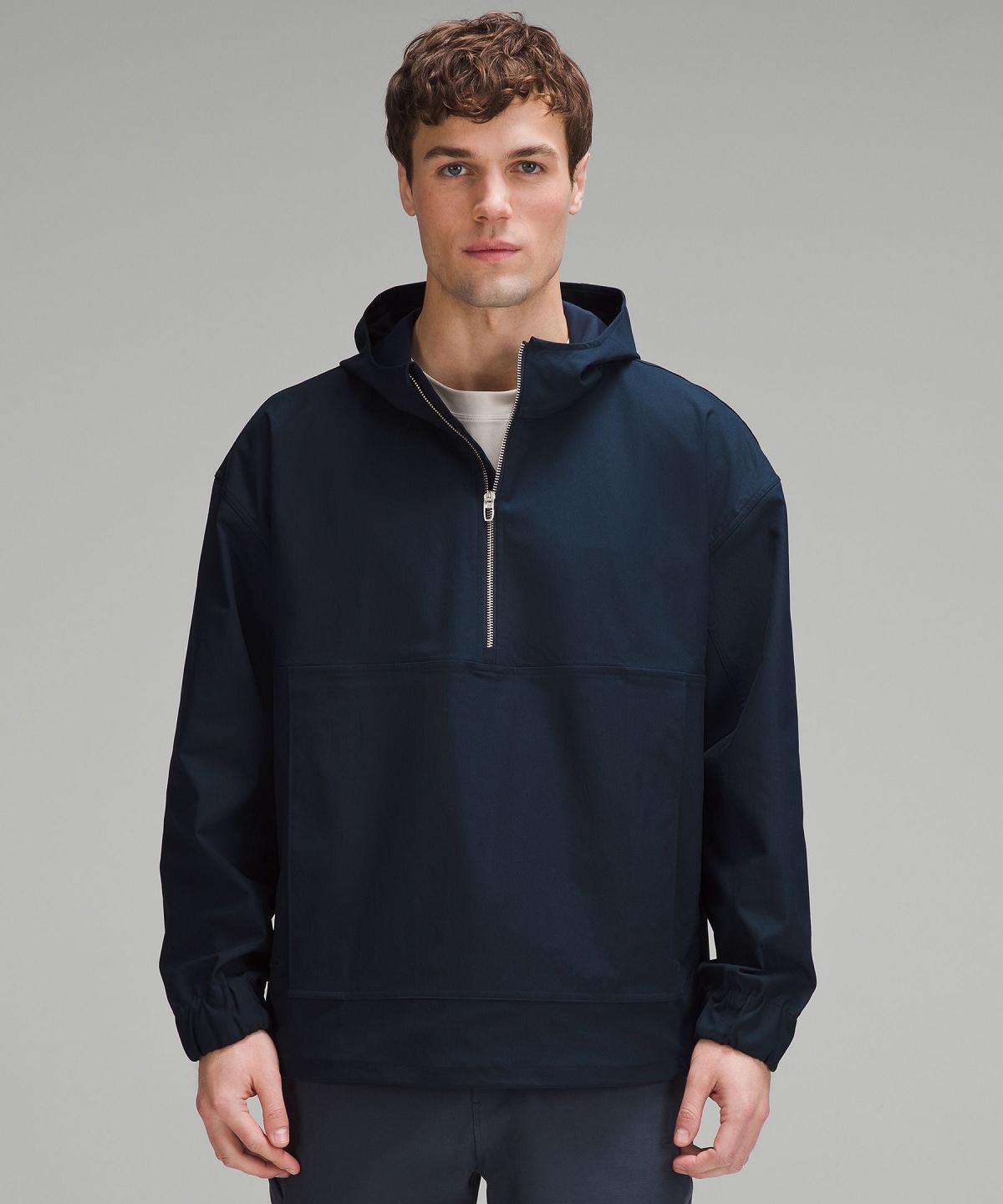 Manteaux Et Vestes Lululemon Smooth Twill Half-Zip Anorak Homme Bleu Marine | FR_LuLu52689