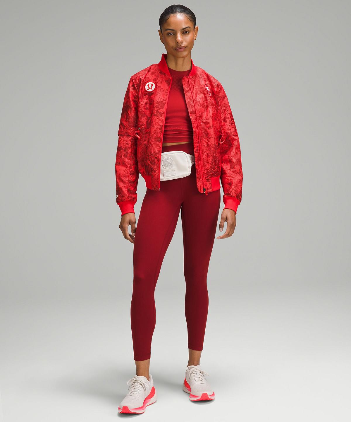 Manteaux Et Vestes Lululemon Team Canada Women's Vented Jacquard Bomber Femme Rouge Foncé | FR_LuLu97521