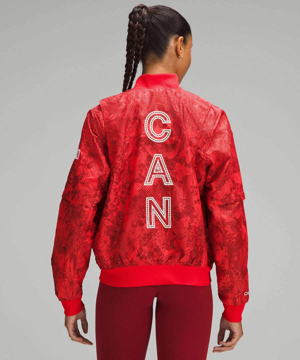 Manteaux Et Vestes Lululemon Team Canada Women's Vented Jacquard Bomber Femme Rouge Foncé | FR_LuLu97521