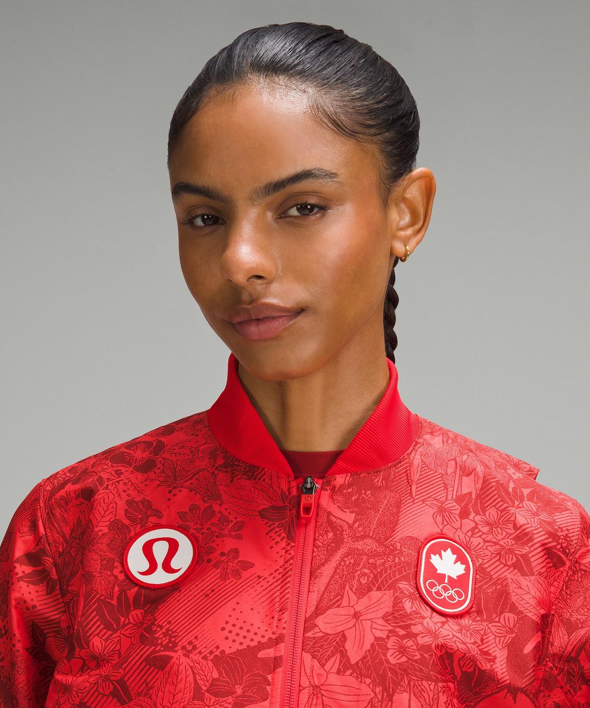 Manteaux Et Vestes Lululemon Team Canada Women's Vented Jacquard Bomber Femme Rouge Foncé | FR_LuLu97521