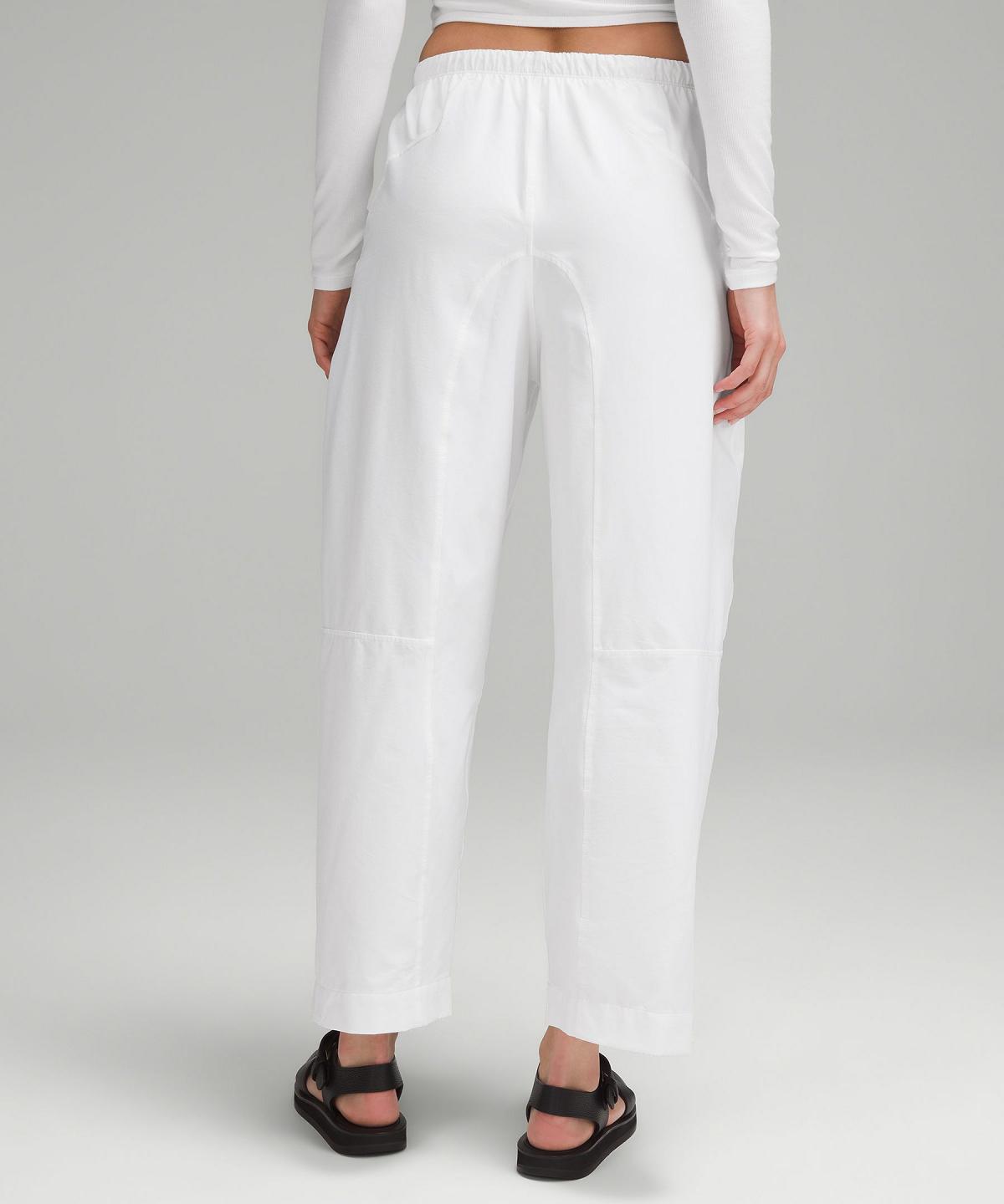 Pantalon Lululemon Lightweight Mid-Rise Barrel-Leg Cropped Femme Blanche | FR_LuLu38875