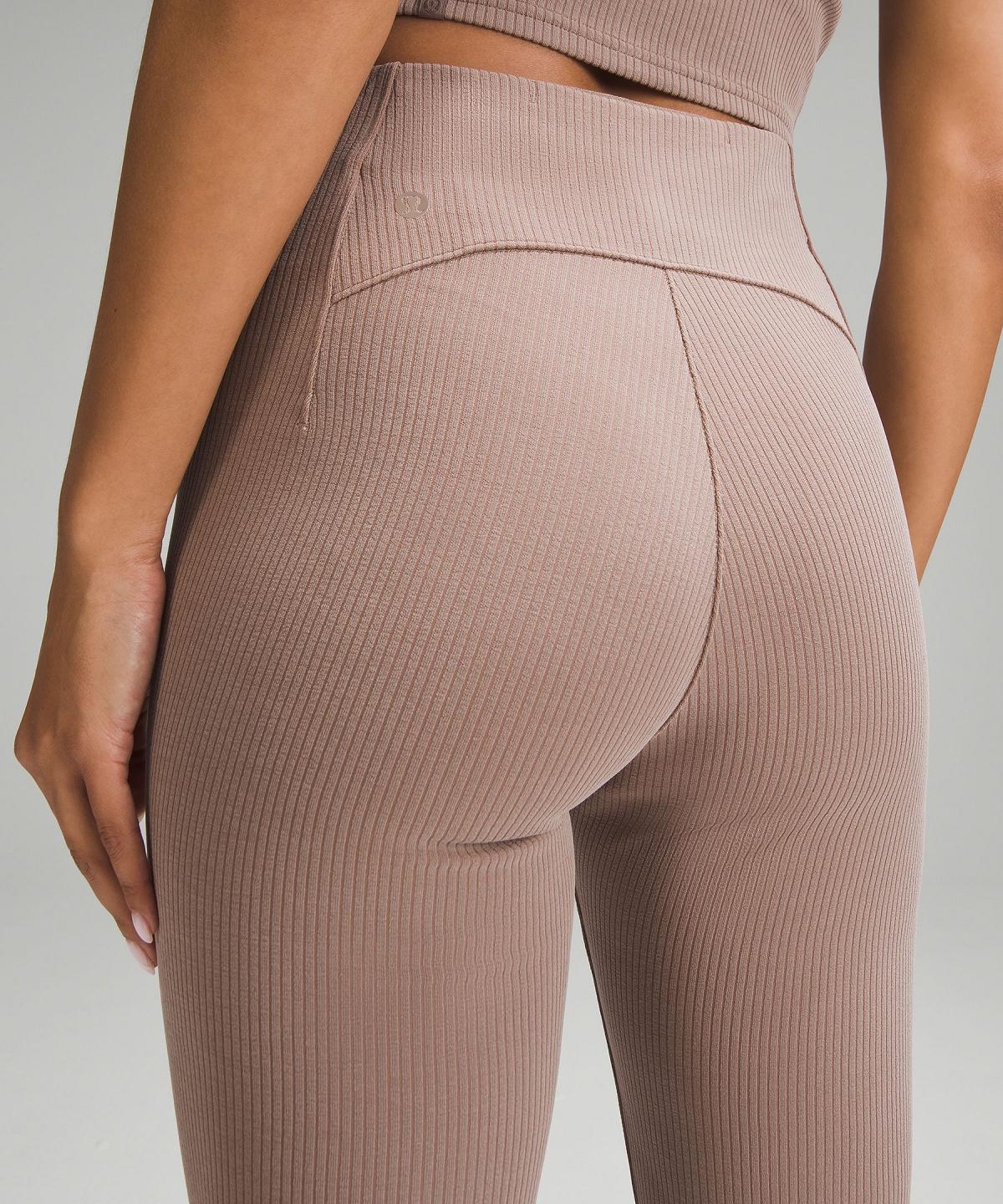 Pantalon Lululemon Ribbed Softstreme Zip-Leg High-Rise Cropped25" Femme Marron | FR_LuLu66970