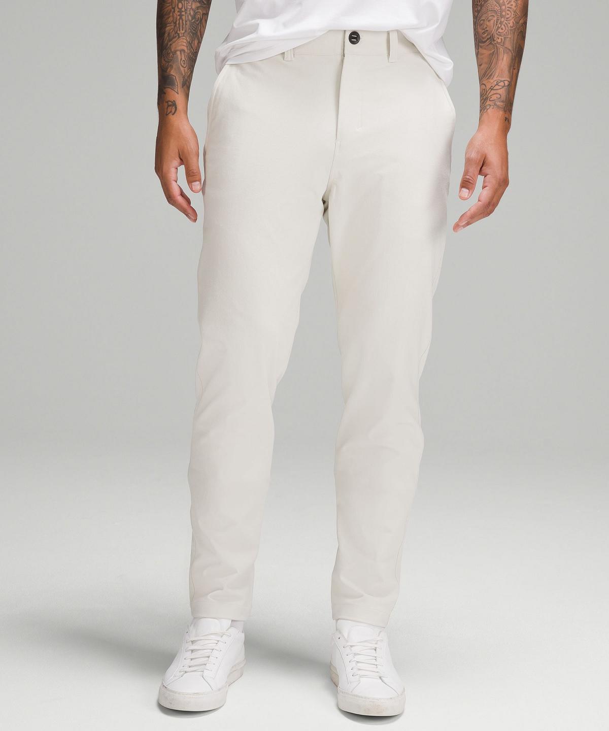 Pantalon Lululemon Slim-Tapered Heavy Twill Homme Beige Blanche | FR_LuLu25724