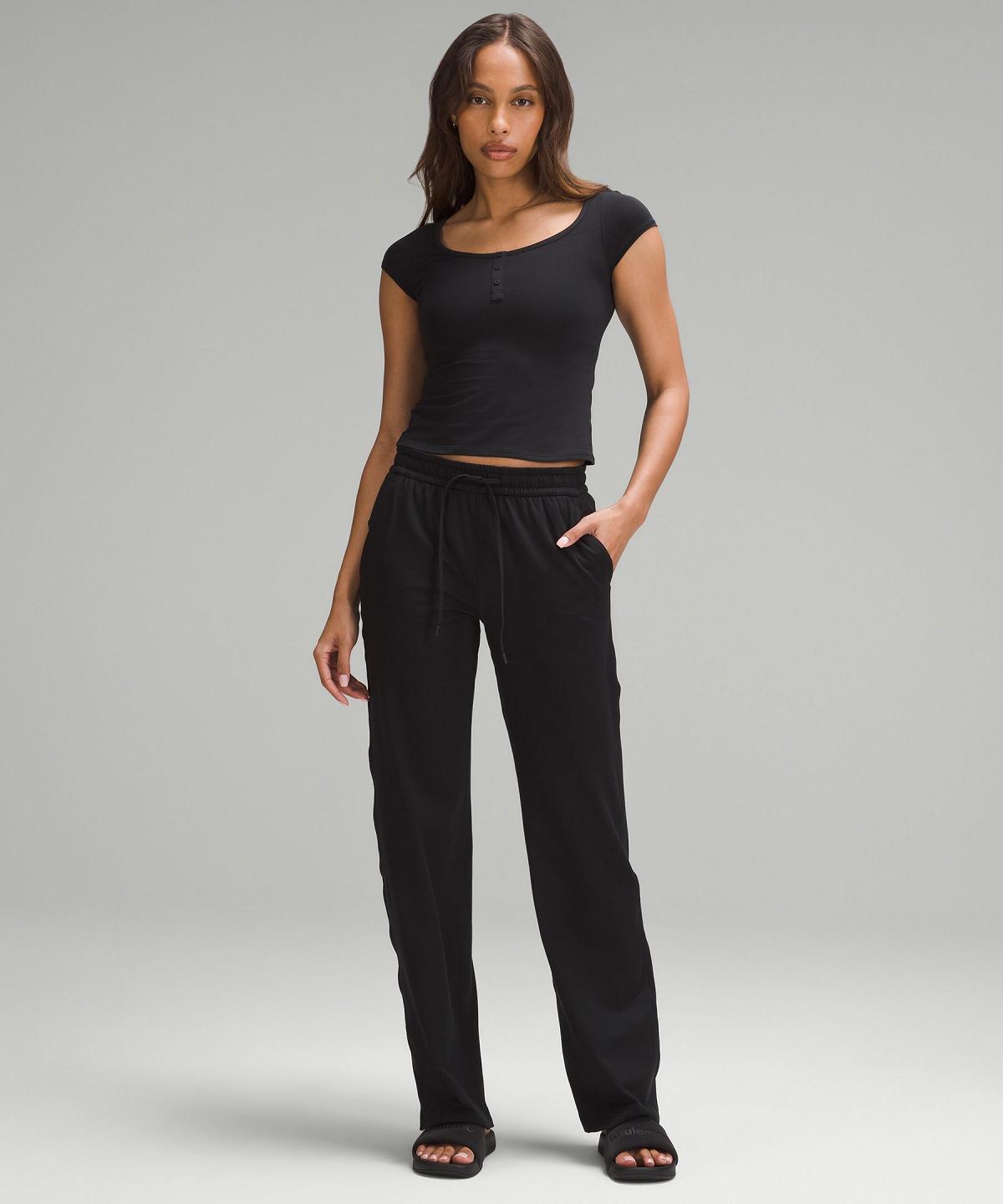 Pantalon Lululemon Soft Jersey Straight-Leg Mid-Rise Femme Noir | FR_LuLu24744