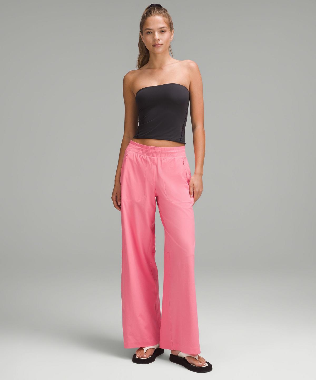 Pantalon Lululemon Swift Mid-Rise Wide-Leg Femme Rose | FR_LuLu76607