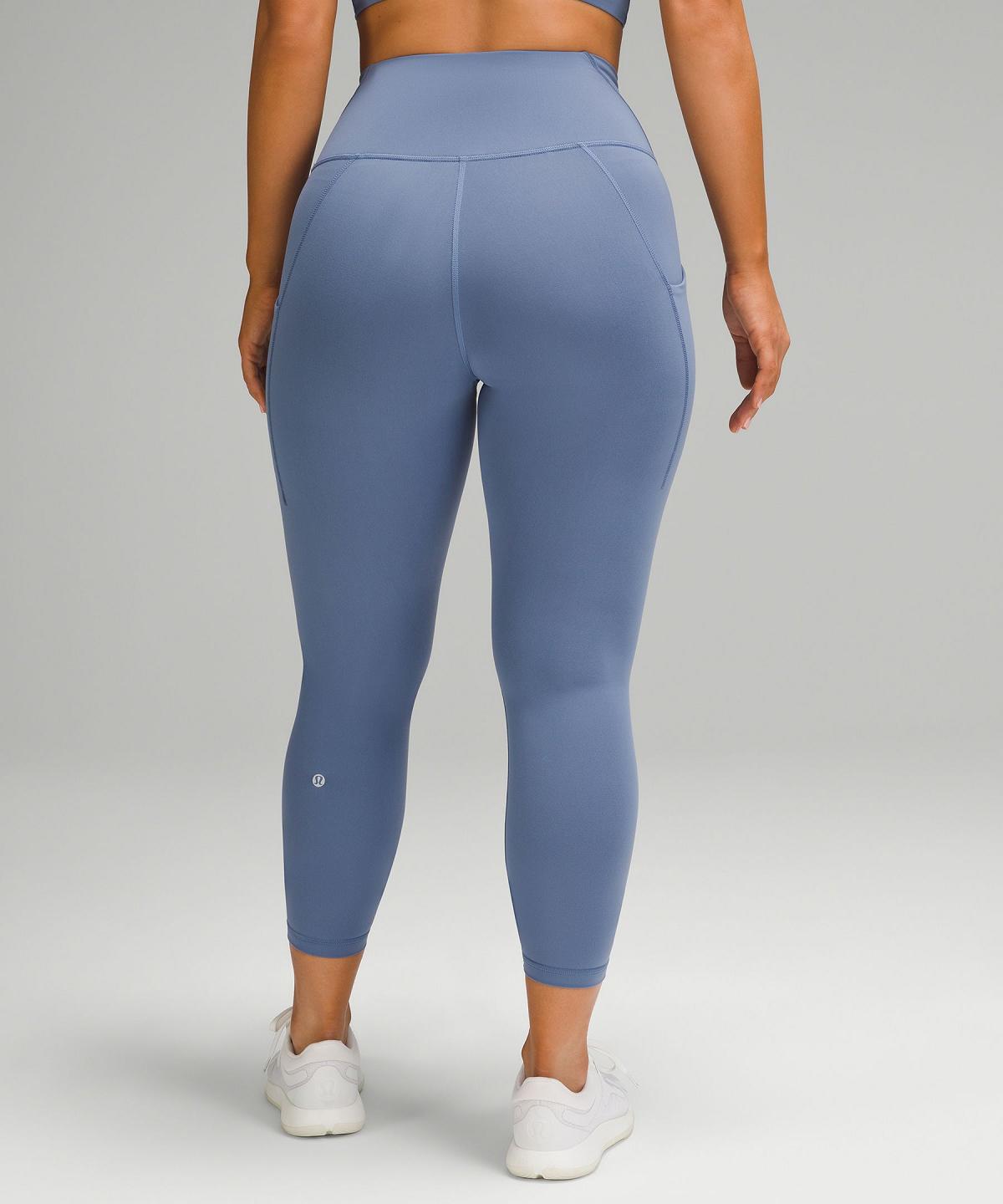 Pantalon Lululemon Wunder Train Contour Fit High-Rise Tight with Pockets 25" Femme Bleu | FR_LuLu52759