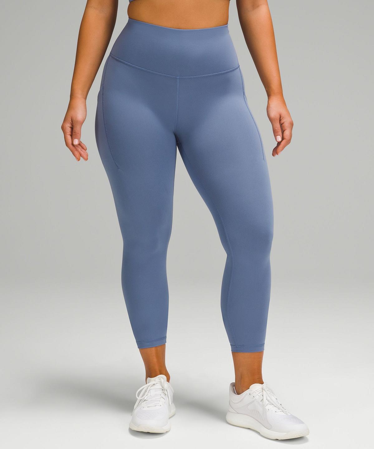 Pantalon Lululemon Wunder Train Contour Fit High-Rise Tight with Pockets 25" Femme Bleu | FR_LuLu52759