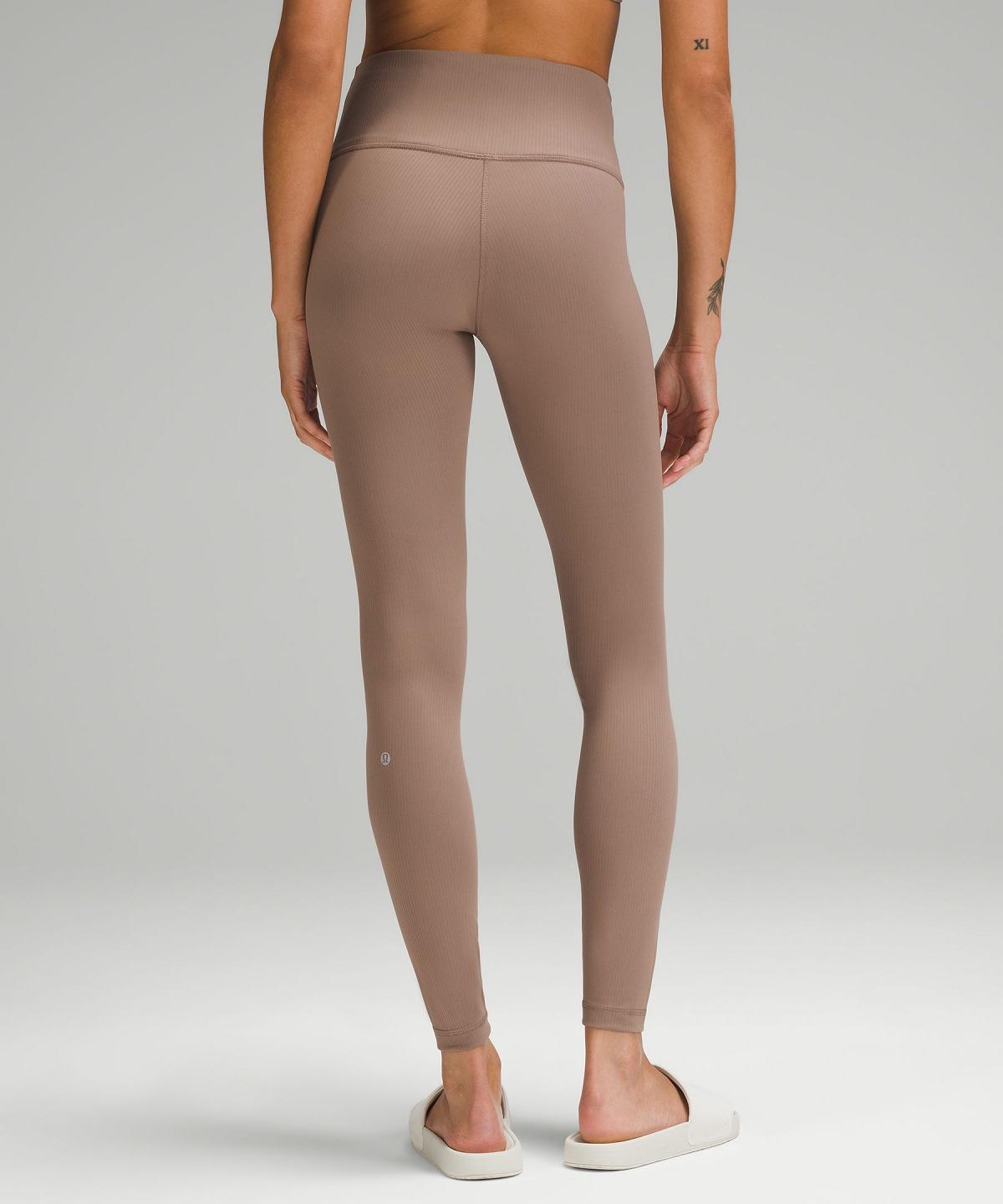 Pantalon Lululemon Wunder Train High-Rise Ribbed Tight 28" Femme Marron | FR_LuLu90643