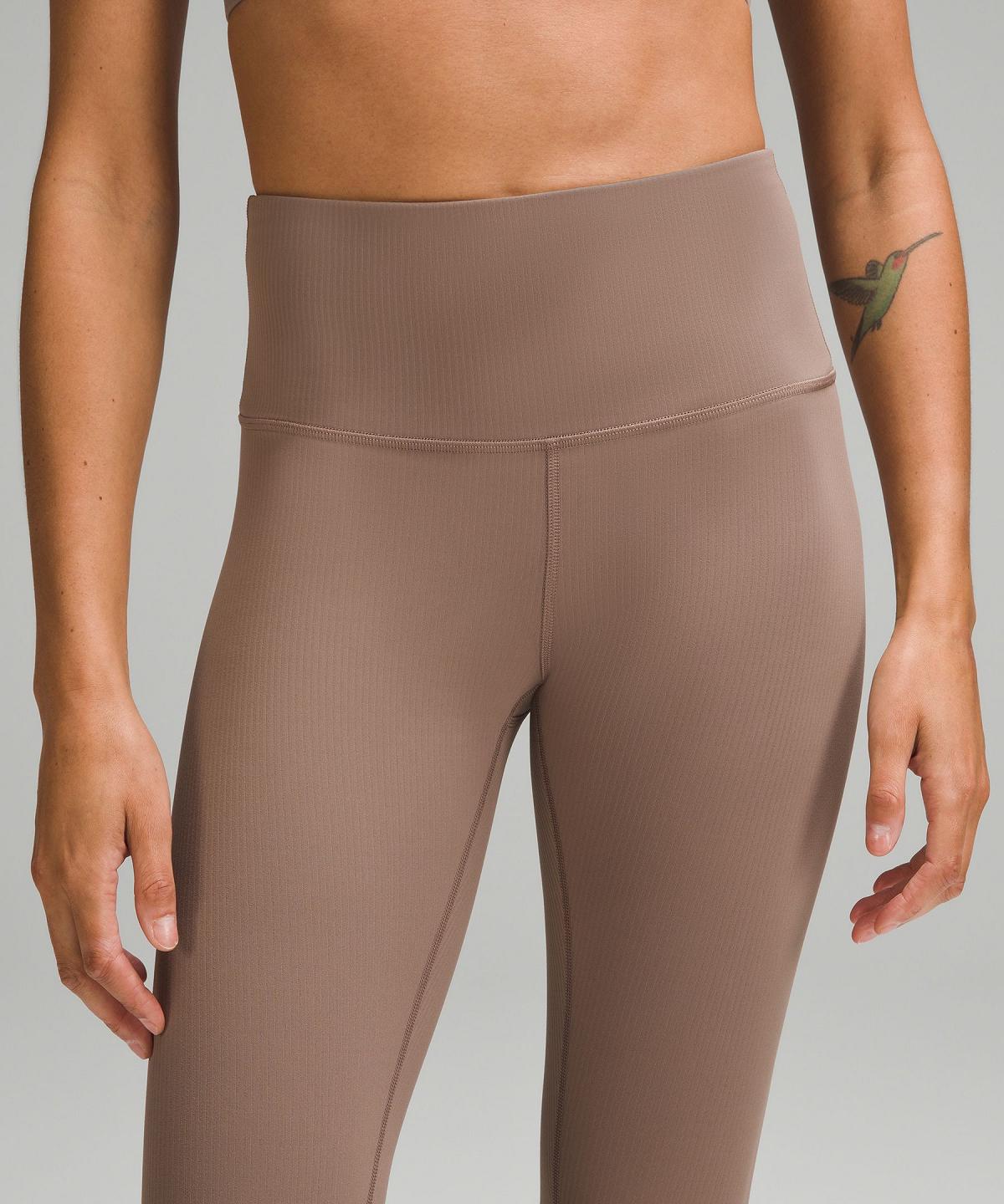 Pantalon Lululemon Wunder Train High-Rise Ribbed Tight 28" Femme Marron | FR_LuLu90643