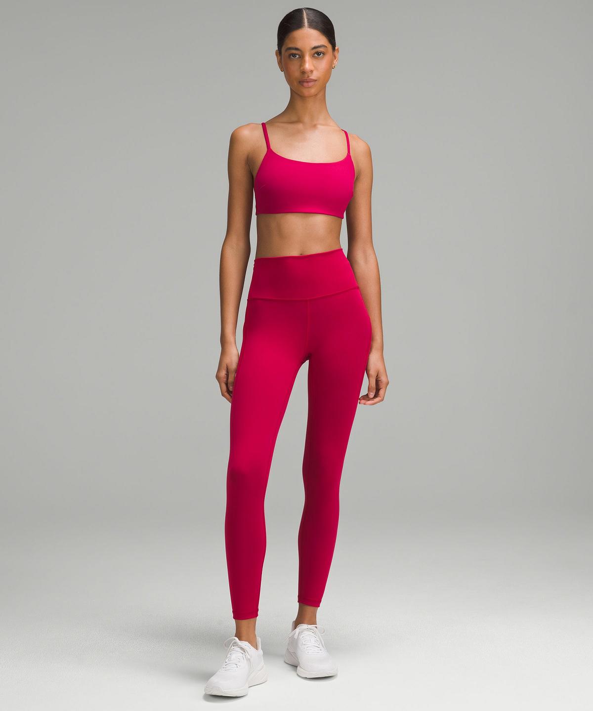 Pantalon Lululemon Wunder Train High-Rise Tight with Pockets 25" Femme Rouge | FR_LuLu51368