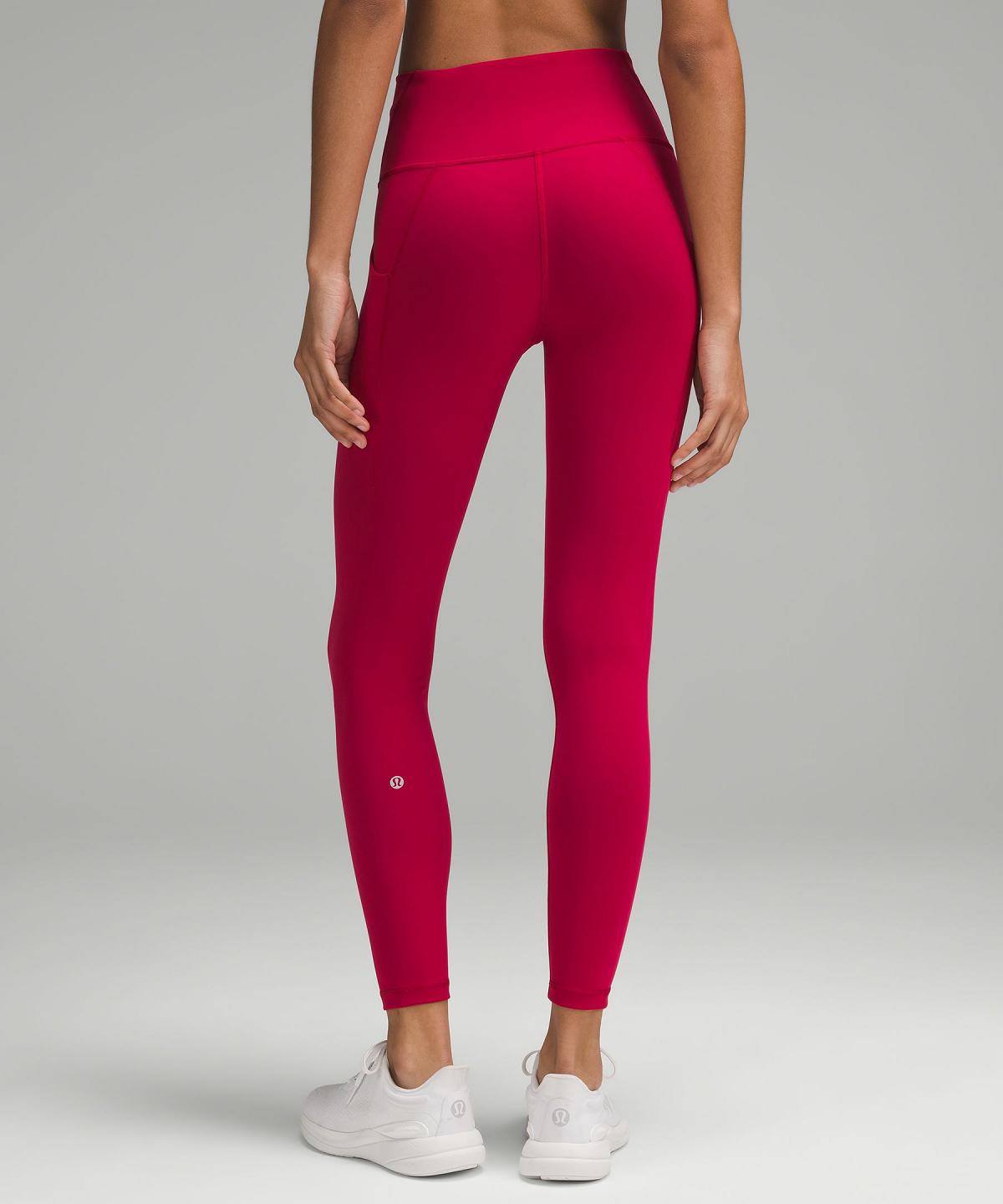 Pantalon Lululemon Wunder Train High-Rise Tight with Pockets 25" Femme Rouge | FR_LuLu51368