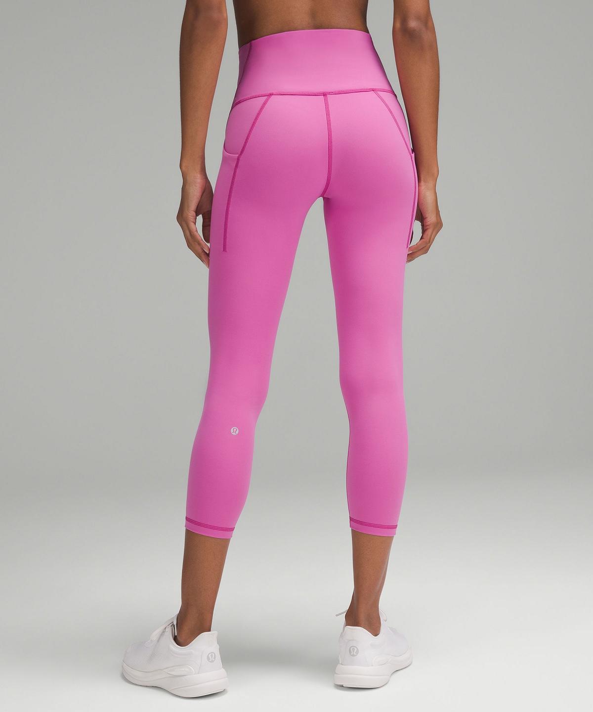 Pantalon Lululemon Wunder Train High-Rise Crop with Pockets 23" Femme Rose | FR_LuLu76079