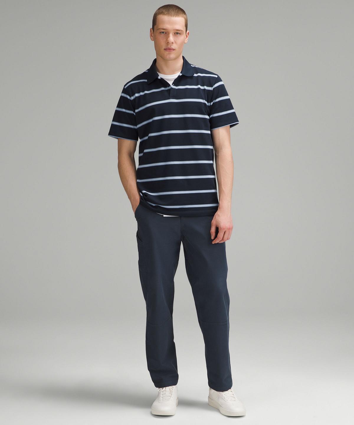 Polos Lululemon Classic-Fit Pique Short-Sleeve Homme Stripes Bleu Marine | FR_LuLu14068