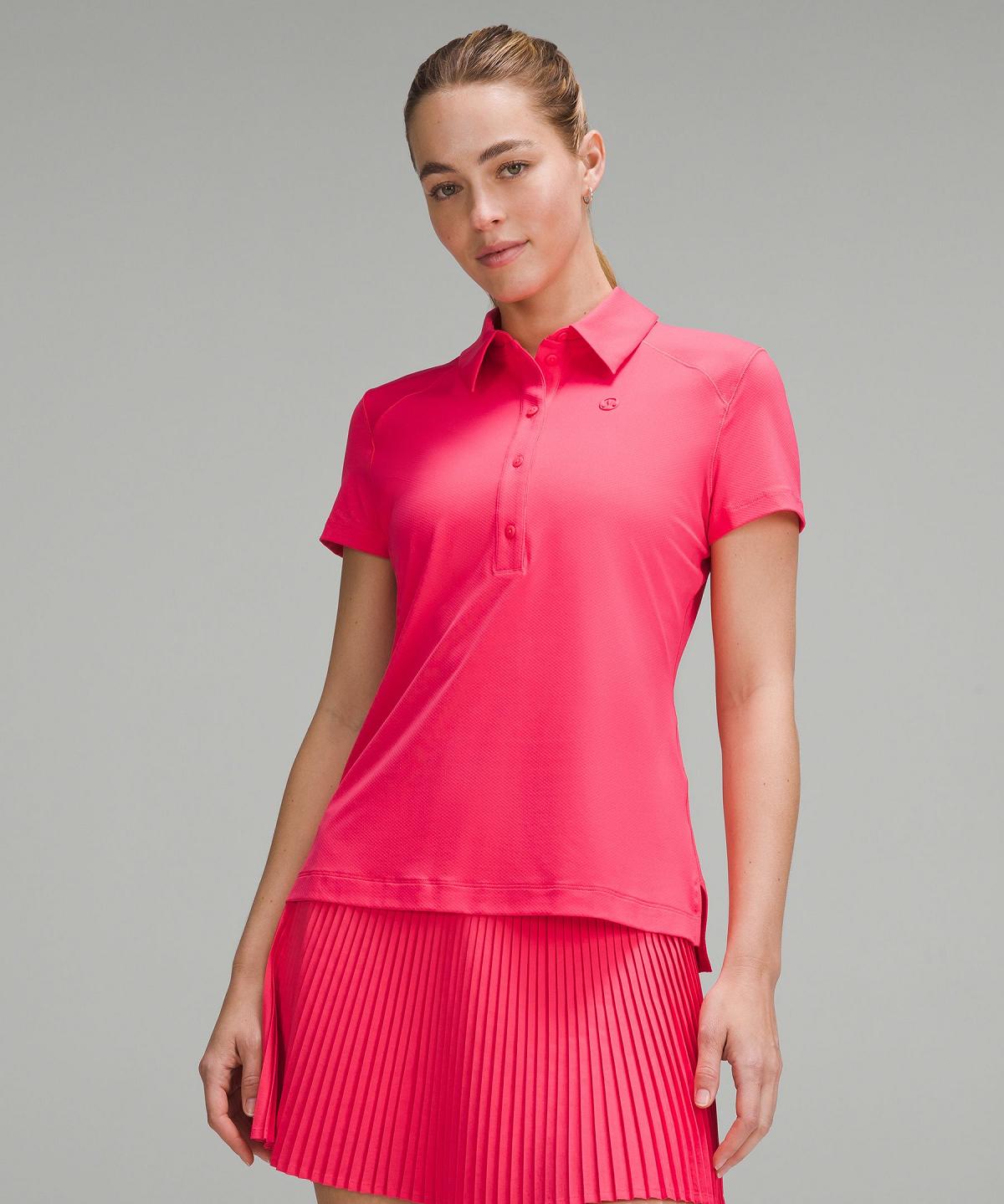 Polos Lululemon Quick-Dry Short-Sleeve Femme Rose | FR_LuLu64439