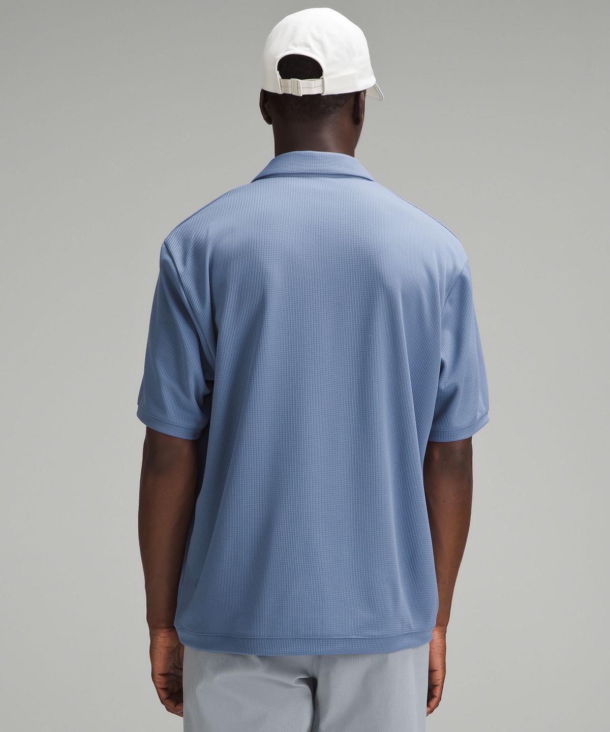 Polos Lululemon Textured Mesh Short-Sleeve Homme Bleu | FR_LuLu80042