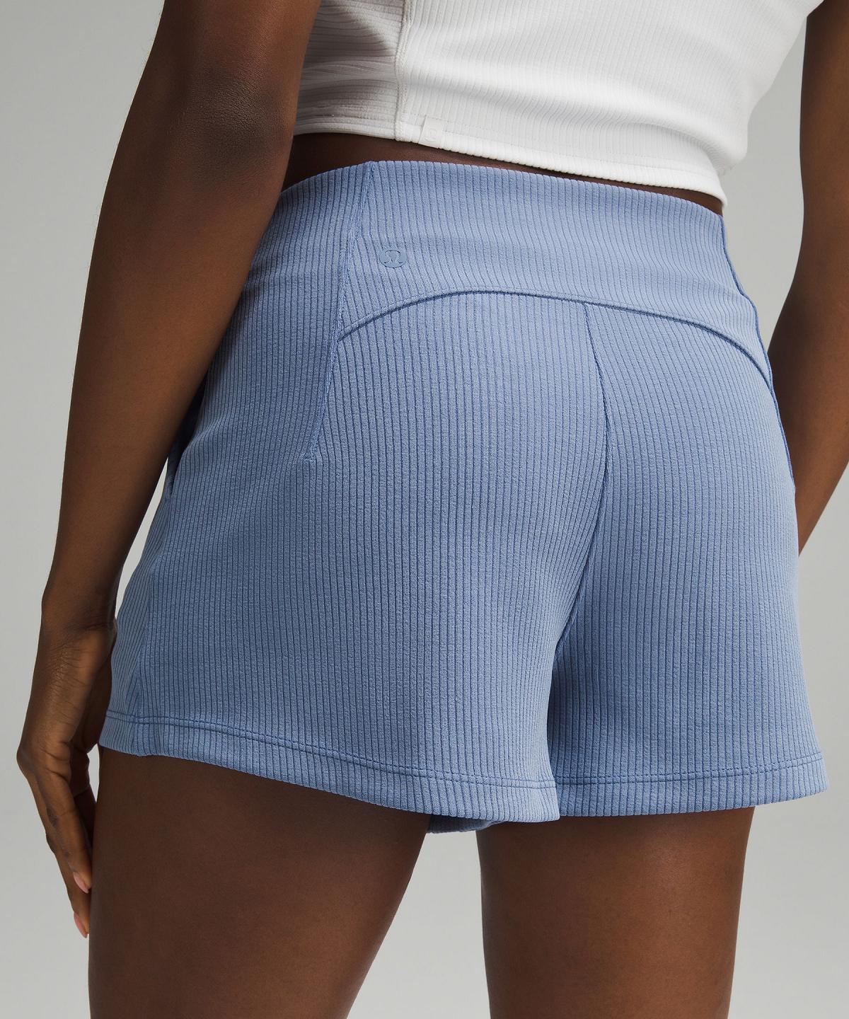 Short Lululemon Ribbed Softstreme High-Rise 2" Femme Bleu | FR_LuLu22372