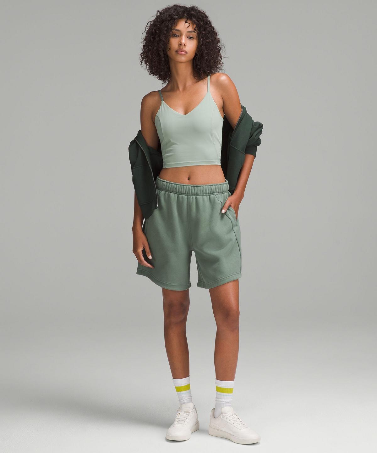 Short Lululemon Scuba Mid-Rise Oversized 7" Femme Grise Vert | FR_LuLu39869