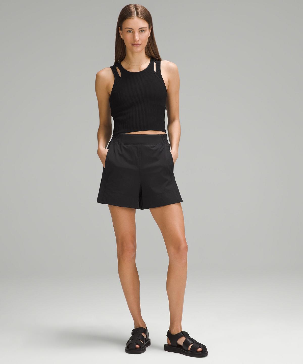 Short Lululemon Stretch Woven Relaxed-Fit High-Rise 4" Femme Noir | FR_LuLu43648