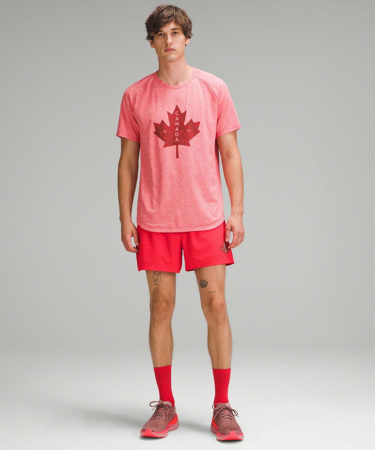 Short Lululemon Team Canada Pace Breaker Lined 5" Homme Rouge | FR_LuLu68262