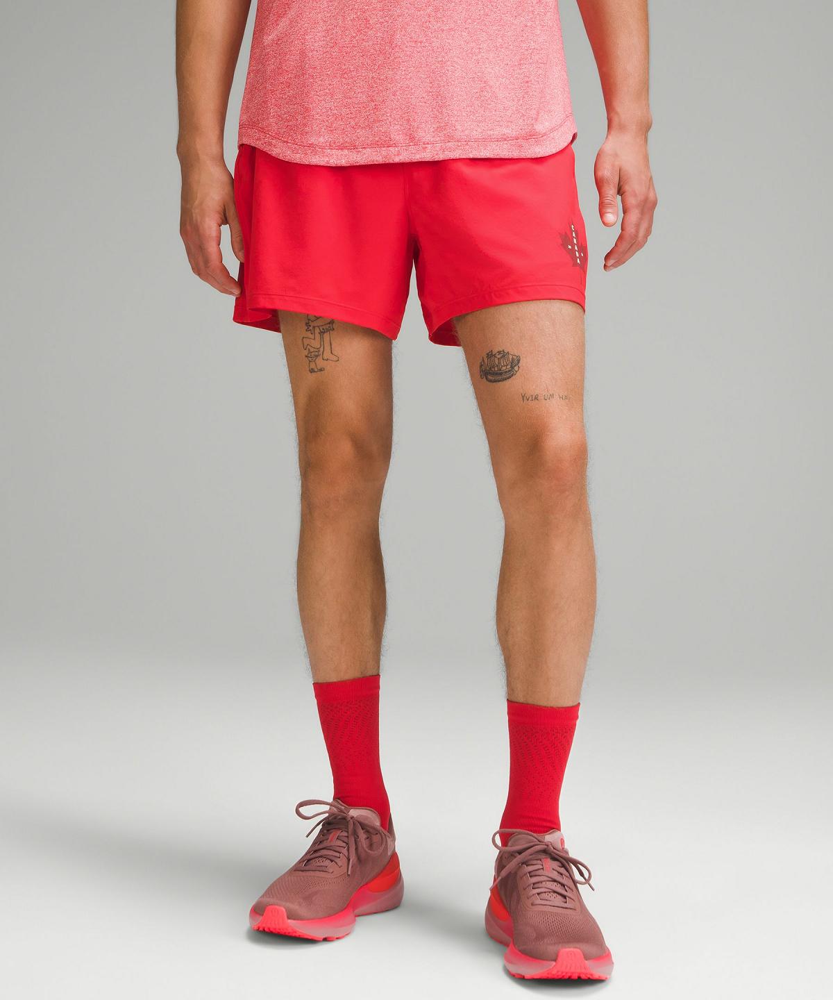 Short Lululemon Team Canada Pace Breaker Lined 5" Homme Rouge | FR_LuLu68262