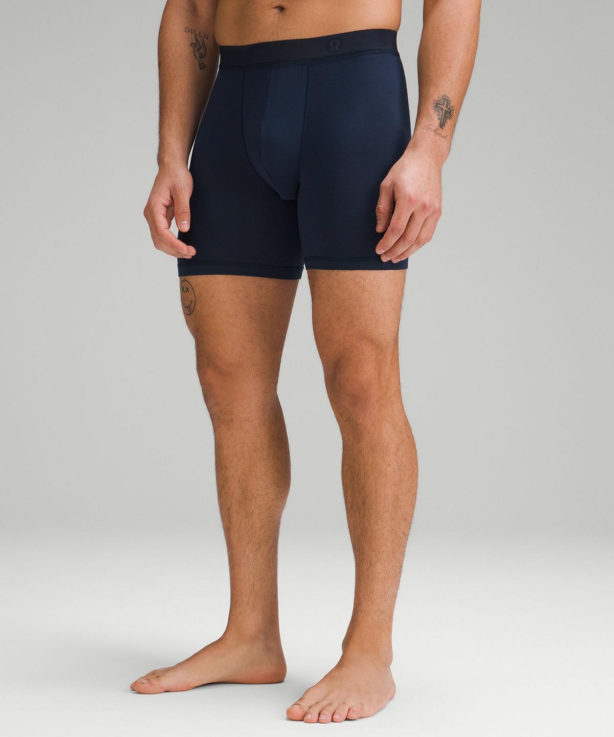 Sous Vêtement Lululemon Always In Motion Long Mesh Boxer 7" Homme Noir Bleu Marine Grise | FR_LuLu60096