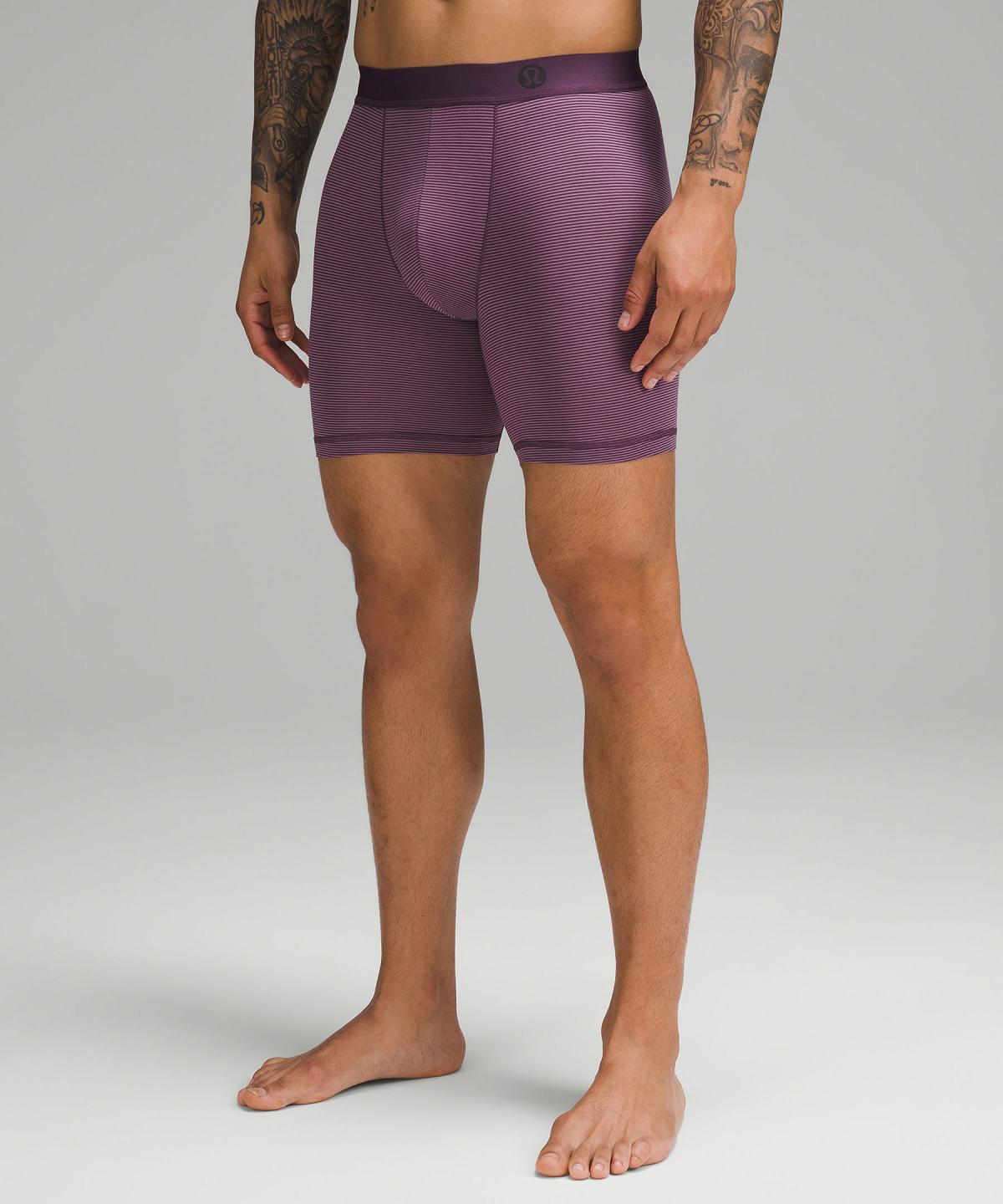 Sous Vêtement Lululemon Always In Motion Long Boxer 7" 5 Pack Homme Grise Marron Violette Stripes Violette Violette Vert Foncé | FR_LuLu25440