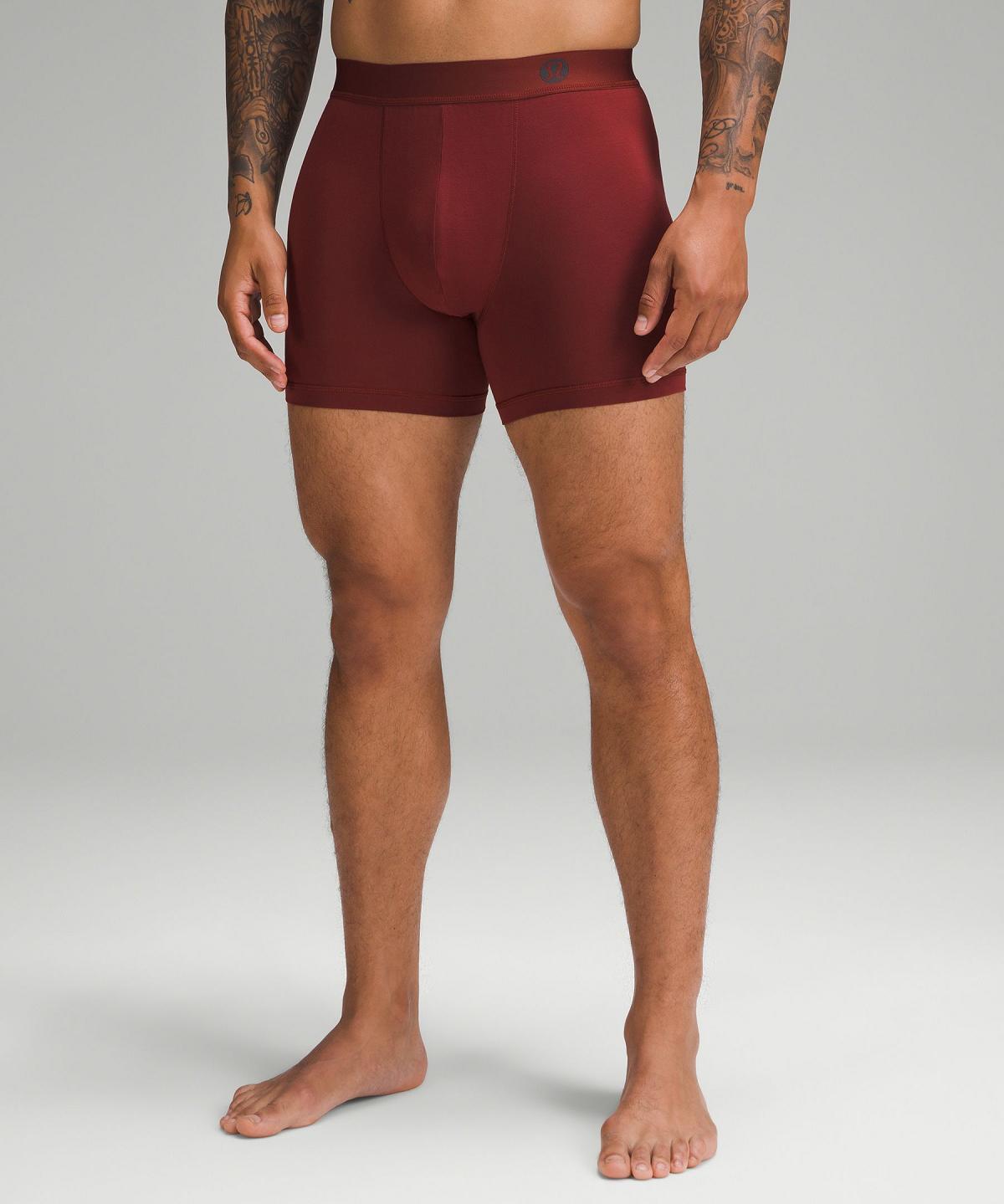 Sous Vêtement Lululemon Always In Motion Boxer 5" Homme Cuivre Stripes Rouge Rouge Marron Vert Olive Foncé | FR_LuLu81453