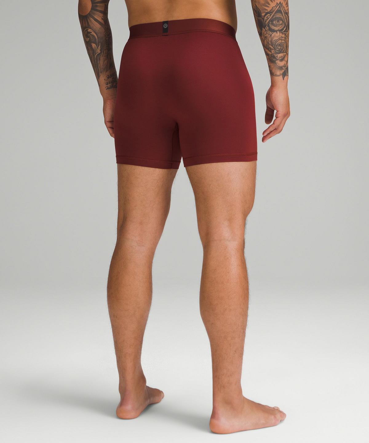 Sous Vêtement Lululemon Always In Motion Boxer 5" Homme Cuivre Stripes Rouge Rouge Marron Vert Olive Foncé | FR_LuLu81453